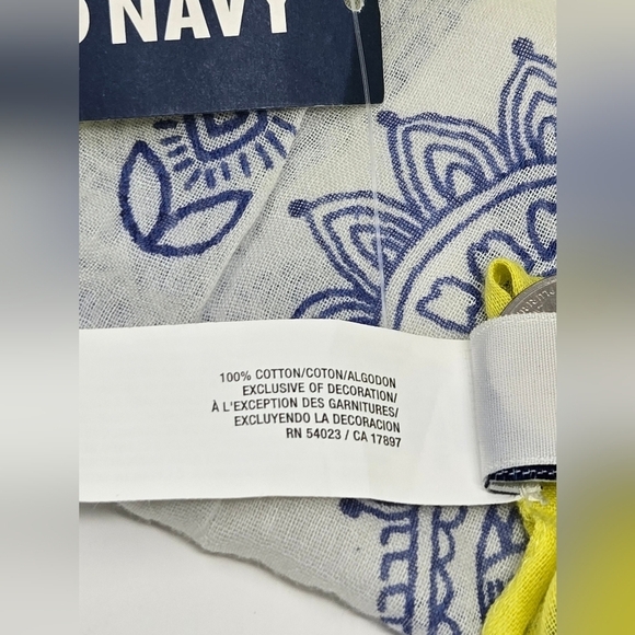 NWT OLD NAVY COTTON LIGHTWEIGHT SCARF WRAP BLUE PAISLEY TEAL YELLOW WOMEN OS - Picture 9 of 12